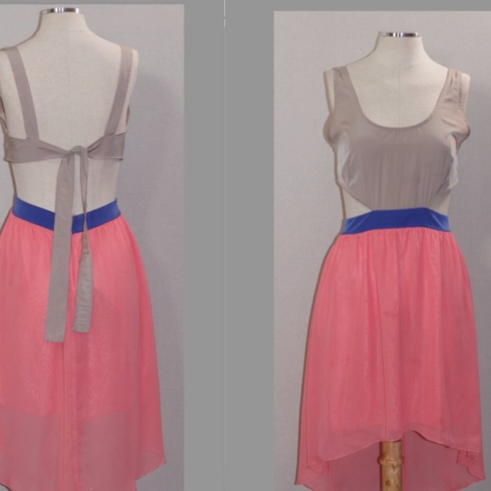 Multi Color Silk Halter Dress (S)
